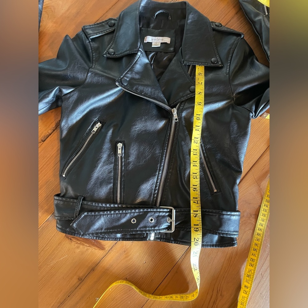 Sugar Skull Upcycled Black Faux Leather Motorcycle Jacket Women’s Size S - Picture 5 of 9